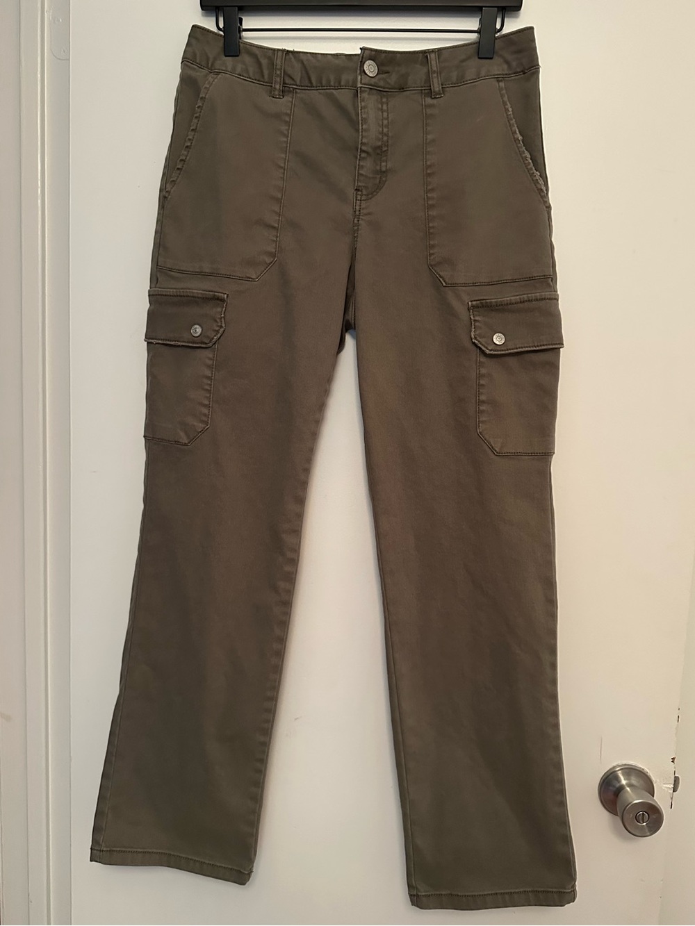 Olive Cargo Wide-Leg Jeans for Women